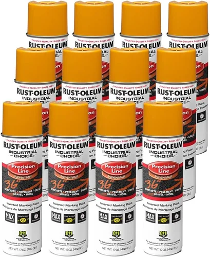 Vista 17 de Rust-Oleum 203035-12PK Pintura en aerosol invertida industrial a base de agua, 17 onzas, naranja alerta APWA, paquete de 12 unidades APWA Alerta