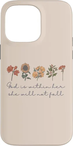 Vista 21 de God is Within Her She Will Not Fall Psalms 46:5 Boho Flowers Case for iPhone 17