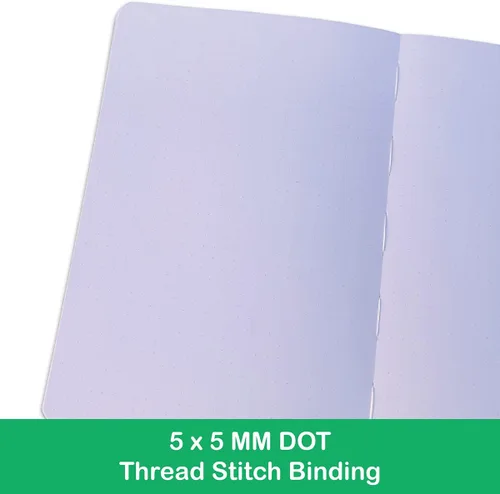 Vista 8 de BUKE Cuaderno de cuadrícula de puntos, papel blanco de bambú de 6.35 oz/m², 5 puntos de 0.197 x 0.197 in, 160 páginas, encuadernación plana, bordes