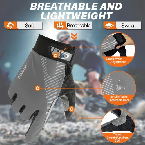 Vista 3 de FUDOSAN Guantes de ciclismo para pantalla táctil, guantes de entrenamiento para gimnasio, transpirables, antideslizantes, guantes de fitness