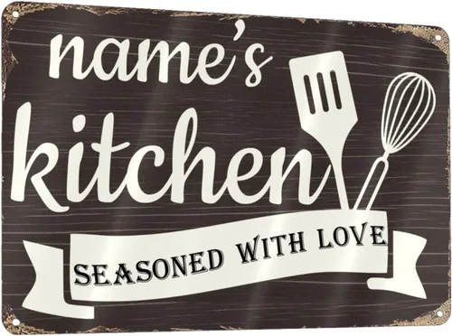 Vista 27 de Letreros de cocina personalizados con nombre personalizado, letrero de cocina condimentado con amor, letrero de cocina para decoración del hogar