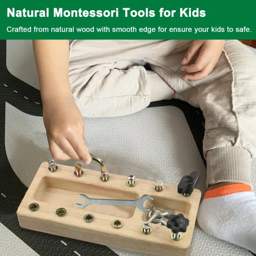 Vista 5 de Inslat Montessori - Juego de tablero de destornillador, herramienta de juguete Montessori de madera para niños de 3, 4 y 5 años, tablero