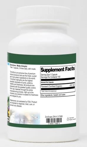 Vista 2 de Linaza (Certificado Orgánico) - 450 mg (100 Cápsulas, ZIN: 517688)
