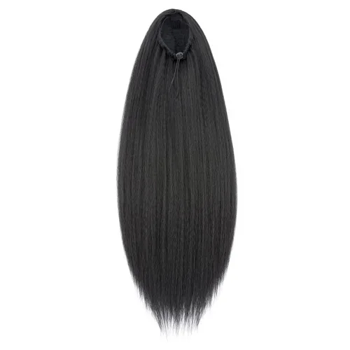 Vista 8 de Benehair Extensión de cola de caballo con cordón, 24 pulgadas de largo, pelo sintético lacio, extensiones de cabello de cola de caballo con clip