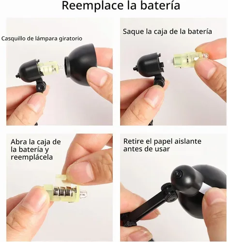 Vista 5 de Juego de 2 mini lámparas de mesa LED plegables para lectura nocturna, color negro Protección para los ojos, para el hogar, habitación