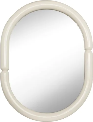 Vista 2 de Espejo de arco de baño, espejo de pared con marco de madera, espejo de pared en forma de bagel (crema, 32 x 24 pulgadas)