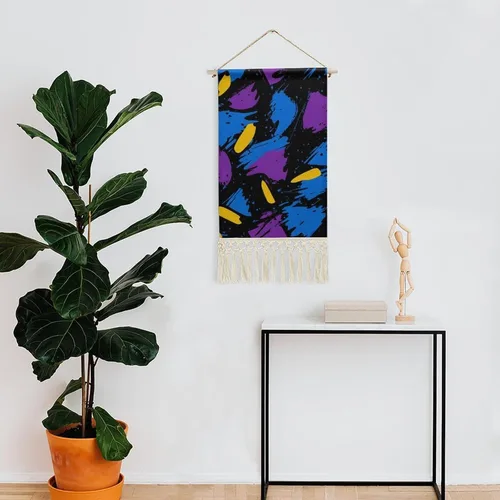 Vista 7 de 90s Graffiti Blue Purple Yellow Retro Poster Hanging Kit for Walls Arts Canvas Artwork Decor