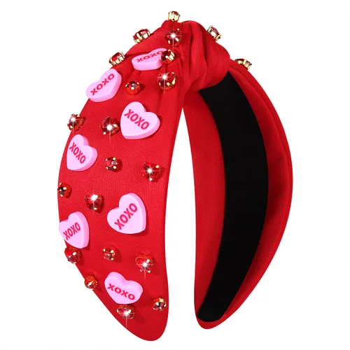 Vista 9 de mokkia Diademas de corazón para el día de San Valentín para mujer, accesorios para el día de San Valentín, diadema anudada con corazón con cuentas