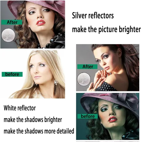 Vista 3 de MDRTIRIM Reflectores de luz 2 en 1, plegable, equipo fotográfico portátil, tablero de relleno de fotografía de 12 pulgadas (11.8 in) para interiores