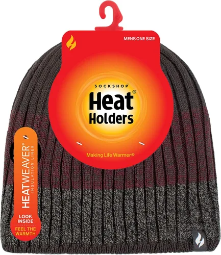 Vista 2 de HEAT HOLDERS Gorro de invierno a rayas para hombre con aislamiento térmico cálido