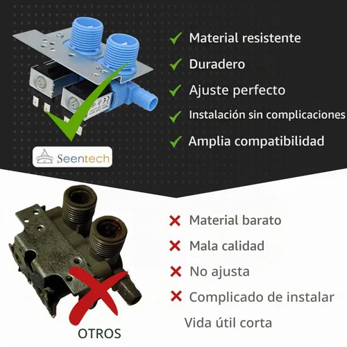 Vista 5 de Seentech - Válvula de entrada de agua 285805 con soporte de montaje para lavadora de ropa, funciona con ajuste exacto para Whirlpool, Kenmore