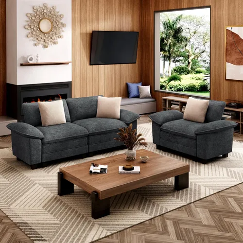 Vista 44 de Sofá Seccional Modular Individual de 53.5", Sillón de Pana Suave y Afelpada con Asiento Profundo Cómodo y Brazos Removibles para Sala de Estar