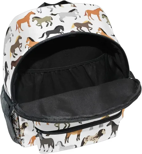 Vista 4 de Mochila personalizada con nombre para niños, linda mochila de caballo para viajes de guardería, bolsas de libros preescolares con nombre