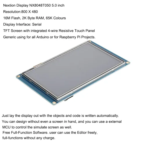 Vista 2 de Nextion Basic Display 5.0 ''NX8048T050 5.0 pulgadas TFT resistiva panel de pantalla táctil 800x480 UART HMI módulo de pantalla LCD inteligente