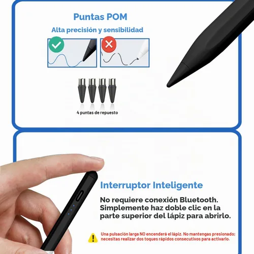 Vista 5 de Lápices ópticos para pantallas táctiles, lápiz para tableta con pantalla de energía, punta POM, lápiz táctil digital magnético compatible