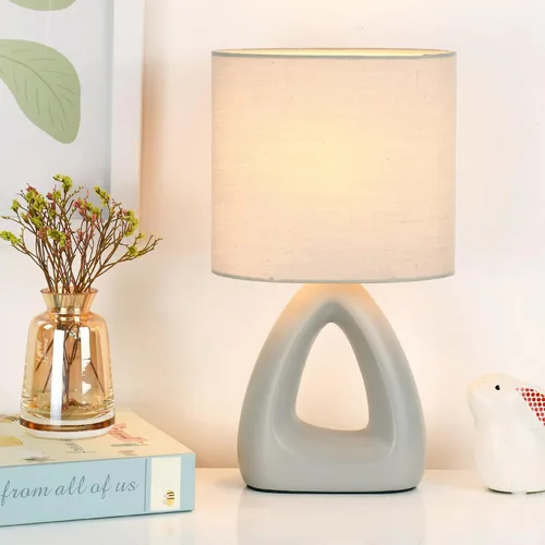 Vista 7 de LILA Lámpara de mesa pequeña y moderna color crema, 6.7 x 3.94 x 11.8 pulgadas de alto, bombilla excluida, lámpara de mesa de mesa/noche para sala