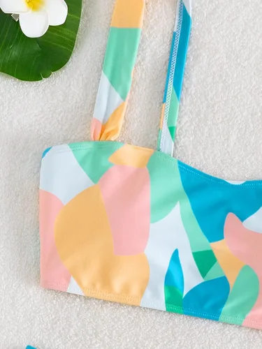 Vista 3 de SHENHE Traje de baño de dos piezas con estampado de cintura alta para mujer