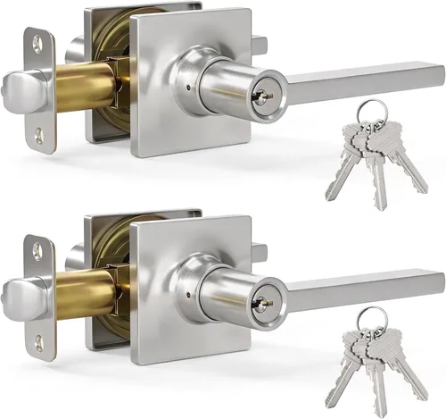 Vista 30 de HOSOM Dummy Door Handle,2 Pack Closets,French Double Doors Knobs Levers Negro mate