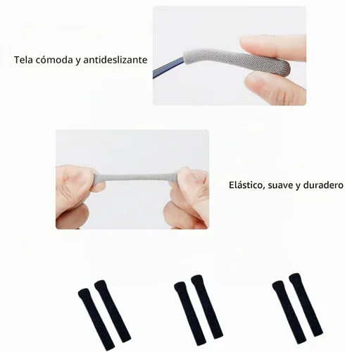 Vista 3 de DECKER Antideslizante Gafas Elásticas Temple Tips 3 Pares de Tejer Gafas Suave Cojín de Oído Puños Puntas de Gafas Manga de Oído Calcetín Negro
