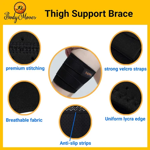 Vista 3 de BodyMoves Soporte para muslos más bolsa de hielo caliente y frío Ajustable isquiotibial cuádruple Manga de compresión para hombres y mujeres