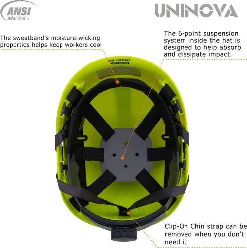 Vista 5 de Hard Hat, Cascos De Construccion, Vented Safety Helmet HardHat OSHA Construction Safety Helmet, 6 Pt Suspension Adjustable Suspension for Arborist