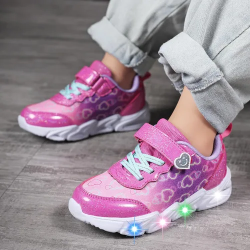 Vista 2 de Zapatos con luz LED para niños pequeños, ligeros, transpirables, correa ajustable para niños pequeños