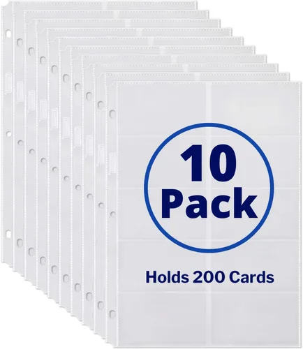 Vista 2 de Dunwell Fundas para tarjetas de visita (paquete de 10 para 200 tarjetas), protección de hojas de plástico pesado, cada funda tiene capacidad para 20
