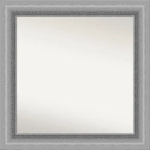 Vista 46 de Amanti Art Espejo de baño plateado para sobre fregadero, 26 x 26 pulgadas, espejo cuadrado de níquel pulido, marco de madera tradicional mediano, se