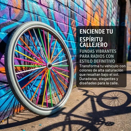 Vista 2 de PSLER - Cubiertas protectoras para radios de llantas, para decoración de bicicletas, motocicletas, motocross, etc., 72 unidades 11 colores mezclados