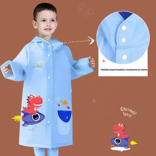 Vista 4 de Chubasqueros para niños, chaqueta impermeable para niños y niñas, poncho de lluvia para niños pequeños, ropa de lluvia de dibujos animados 3D, traje