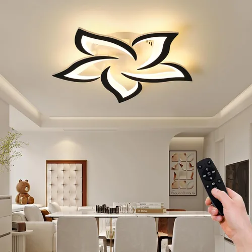 Vista 8 de JAYMP Lámpara de techo en forma de flor regulable moderna lámpara de techo con control remoto LED para dormitorio, sala de estar, comedor