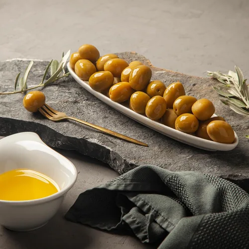 Vista 5 de Marmarabirlik Aceitunas verdes, aceitunas turcas en escabeche, verde cóctel, recogidas a mano, aperitivos saludables para ensaladas y mezze, fuente