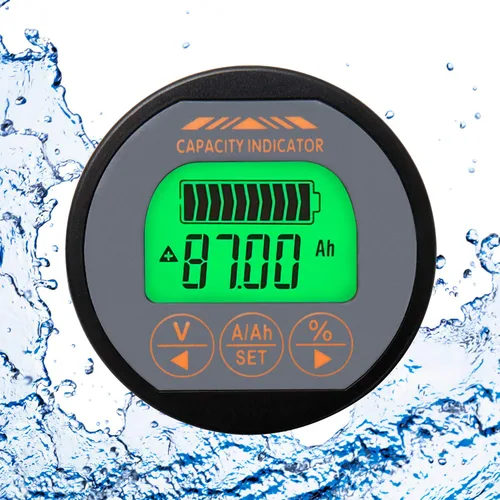 Vista 5 de QWORK Monitor de batería Voltímetro Amperímetro, rango de corriente de voltaje 8V-80V, medidor de corriente de voltaje 0-100A con cable