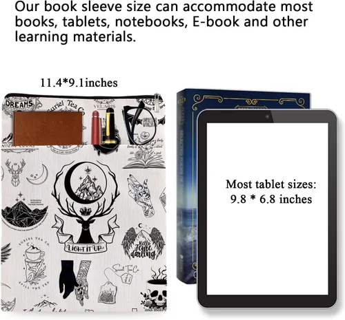 Vista 6 de Fantasy Novel Inspired Book Sleeve con cremallera - Bolsa protectora para amantes de los libros - Regalo Bookish 6JB06