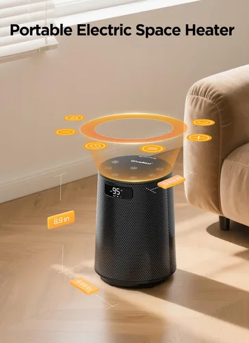 Vista 8 de GiveBest Calentador de espacio, calentadores eléctricos portátiles para uso en interiores con termostato y control remoto, oscilación de 70°