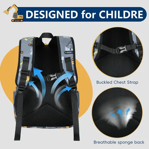 Vista 21 de CAMTOP - Conjunto de mochila y lonchera con estampados divertidos para niños de preescolar y primaria), Y0058-2