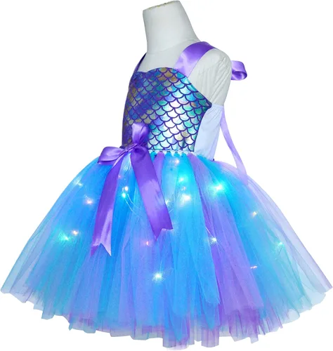 Vista 2 de Tutu Dreams Vestido de unicornio LED para niñas disfraz de Halloween con luz arcoíris Arcoiris Rainbow