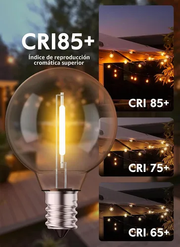 Vista 9 de Brightown Paquete de 25 bombillas LED G40 de repuesto, base E12, 2200K Luz LED