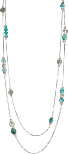 Vista 21 de BULINLIN Collar largo de plata en capas para mujer, collar de cadena de suéter con cuentas de piedra turquesa para mujer, joyería de disfraces