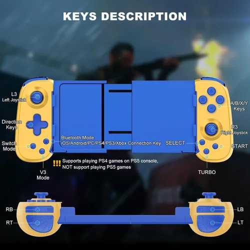 Vista 7 de arVin Wireless Game Controller for iPhone 1515 Plus15 Pro15 Pro Max141312iPadAndroidSamsung Galaxy 232221TabletSwitchPS4PC Gamepad with Hall Effect