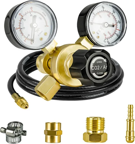 Vista 7 de Soldadura de gas de los medidores del regulador del argón del CO2, regulador del gas del argón 0-4500PSI para la soldadura de Mig Tig, conexión
