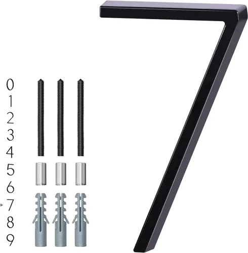 Vista 20 de Números de casa de 5 pulgadas para exterior, dirección de metal número 8, diseño moderno, acabado con recubrimiento en polvo negro resistente a
