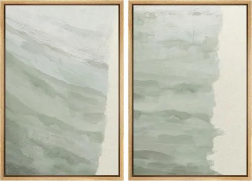Vista 106 de Ashbrook - Set de arte de pared en lienzo enmarcado, tonos orgánicos de la tierra en beige y marrón con ilustraciones de trazos circulares, arte