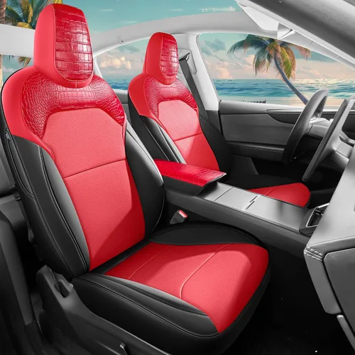 Vista 20 de Funda de asiento para modelo 3 2017 2018 2019 2020 2021 2022 2023, funda de asiento personalizada para Tesla Model 3, compatible con bolsa de aire