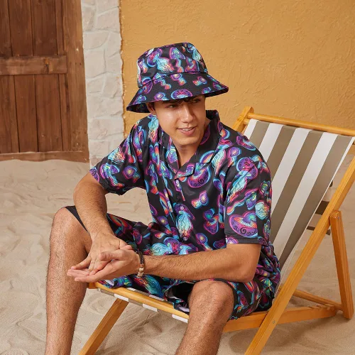 Vista 5 de Camisa y pantalones cortos hawaianos de 2 piezas para hombre