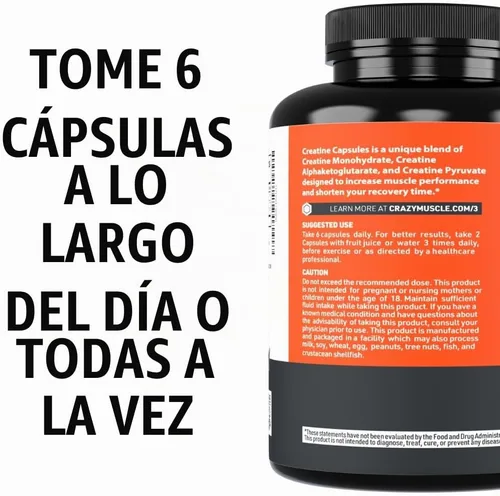 Vista 7 de Cápsulas de creatina, 5g Premium 3X ThreeAtine Pre Workout, Ganador de masa muscular a granel, Creatina monohidrato de alta absorción fácil