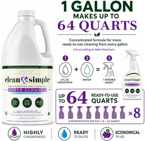 Vista 2 de clean & simple™ SUPER CLEANER - Limpiador concentrado multisuperficie, no tóxico, biodegradable