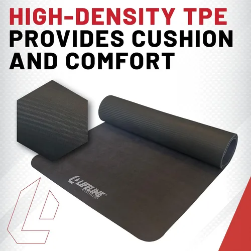 Vista 5 de Lifeline Fitness Premium - Tapete de yoga de gamuza de alta densidad para el hogar, tapete de entrenamiento ligero con correa de transporte, tapete