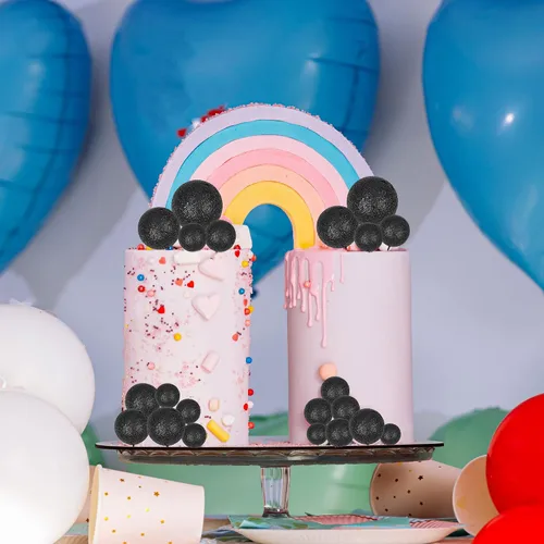 Vista 7 de 30 piezas de mini globo para decoración de tartas, bolas de espuma con purpurina, bolas de perlas de imitación, decoración para tartas, decoración
