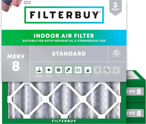 Vista 22 de Filterbuy Filtro de aire MERV 8 de 8 x 14 x 1 pulgadas para defensa contra el polvo y las alergias (paquete de 3), filtros electrostáticos plisados